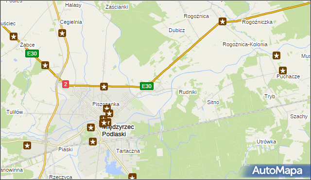 mapa Wysokie gmina Międzyrzec Podlaski, Wysokie gmina Międzyrzec Podlaski na mapie Targeo