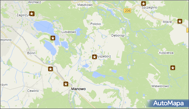 mapa Wyszebórz, Wyszebórz na mapie Targeo