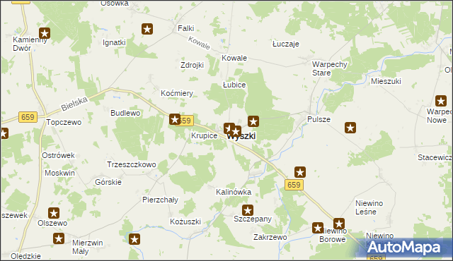 mapa Wyszki powiat bielski, Wyszki powiat bielski na mapie Targeo