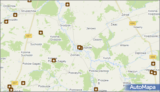 mapa Wyszków gmina Liw, Wyszków gmina Liw na mapie Targeo