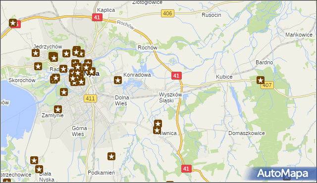 mapa Wyszków Śląski, Wyszków Śląski na mapie Targeo