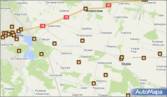 mapa Wywła, Wywła na mapie Targeo