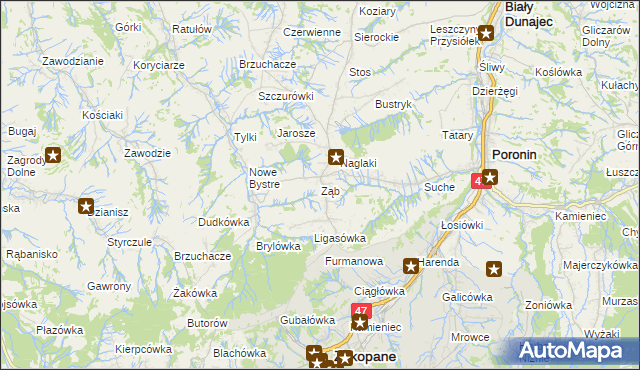 mapa Ząb, Ząb na mapie Targeo