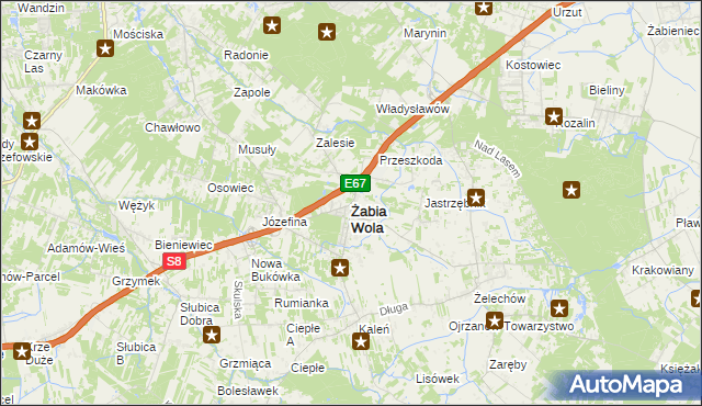 mapa Żabia Wola powiat grodziski, Żabia Wola powiat grodziski na mapie Targeo