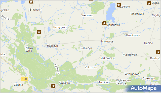 mapa Żabiczyn gmina Mieścisko, Żabiczyn gmina Mieścisko na mapie Targeo