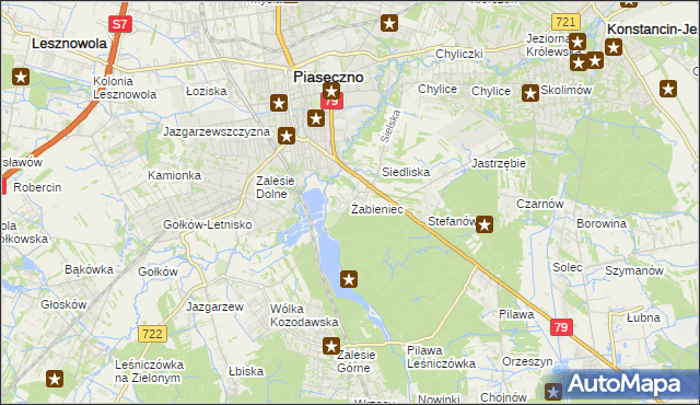 mapa Żabieniec gmina Piaseczno, Żabieniec gmina Piaseczno na mapie Targeo