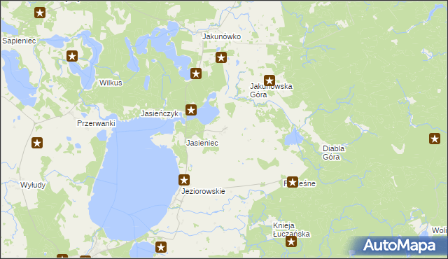 mapa Żabinka gmina Kruklanki, Żabinka gmina Kruklanki na mapie Targeo