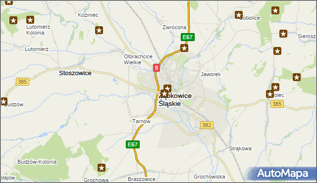 mapa Ząbkowice Śląskie, Ząbkowice Śląskie na mapie Targeo