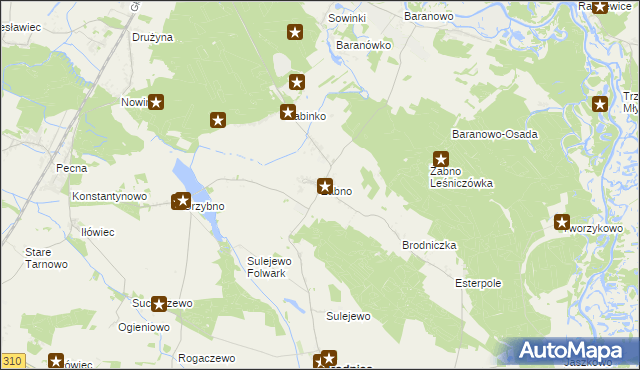 mapa Żabno gmina Brodnica, Żabno gmina Brodnica na mapie Targeo