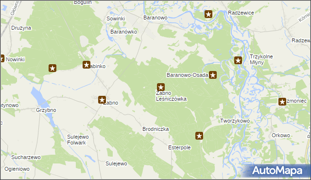 mapa Żabno Leśniczówka, Żabno Leśniczówka na mapie Targeo