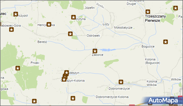 mapa Zaborce gmina Trzeszczany, Zaborce gmina Trzeszczany na mapie Targeo