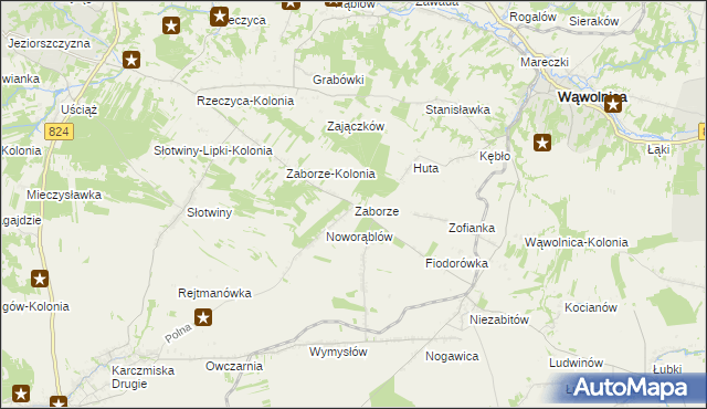 mapa Zaborze gmina Karczmiska, Zaborze gmina Karczmiska na mapie Targeo