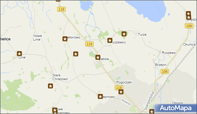 mapa Żabów, Żabów na mapie Targeo