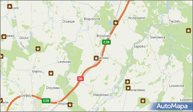 mapa Żabowo gmina Nowogard, Żabowo gmina Nowogard na mapie Targeo