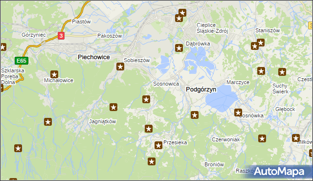 mapa Zachełmie gmina Podgórzyn, Zachełmie gmina Podgórzyn na mapie Targeo