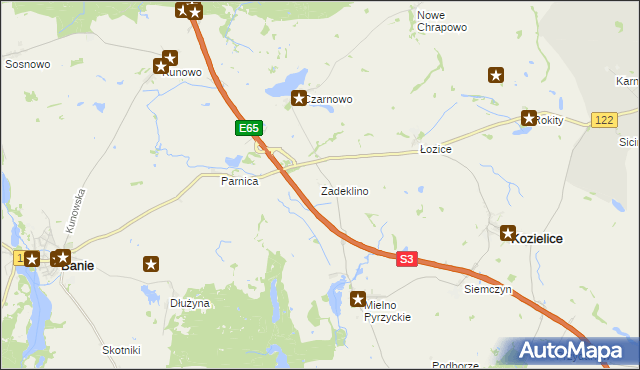 mapa Zadeklino, Zadeklino na mapie Targeo