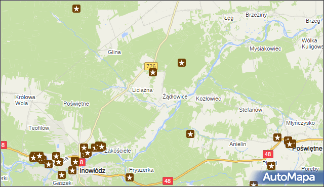 mapa Żądłowice, Żądłowice na mapie Targeo