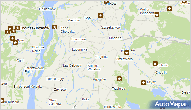 mapa Zagłoba gmina Wilków, Zagłoba gmina Wilków na mapie Targeo