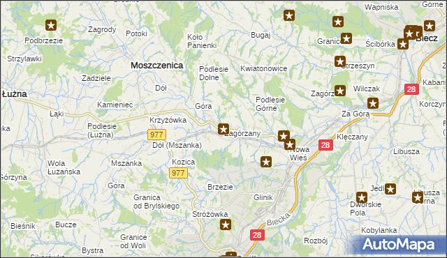 mapa Zagórzany gmina Gorlice, Zagórzany gmina Gorlice na mapie Targeo