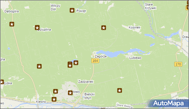 mapa Zagórze gmina Drezdenko, Zagórze gmina Drezdenko na mapie Targeo