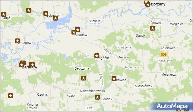 mapa Zagóźdź, Zagóźdź na mapie Targeo