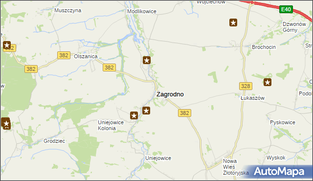 mapa Zagrodno powiat złotoryjski, Zagrodno powiat złotoryjski na mapie Targeo