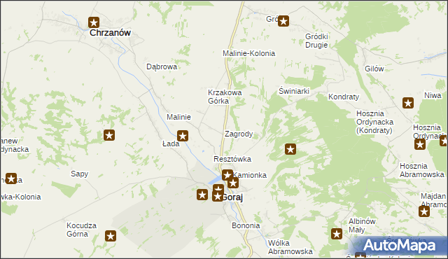 mapa Zagrody gmina Goraj, Zagrody gmina Goraj na mapie Targeo