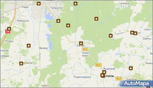 mapa Zahajki gmina Drelów, Zahajki gmina Drelów na mapie Targeo