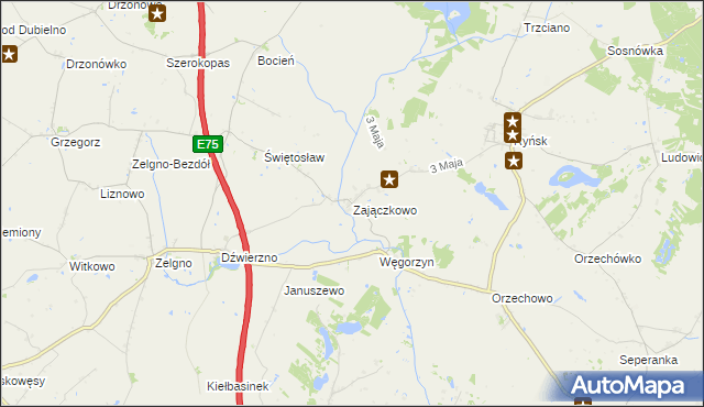 mapa Zajączkowo gmina Chełmża, Zajączkowo gmina Chełmża na mapie Targeo