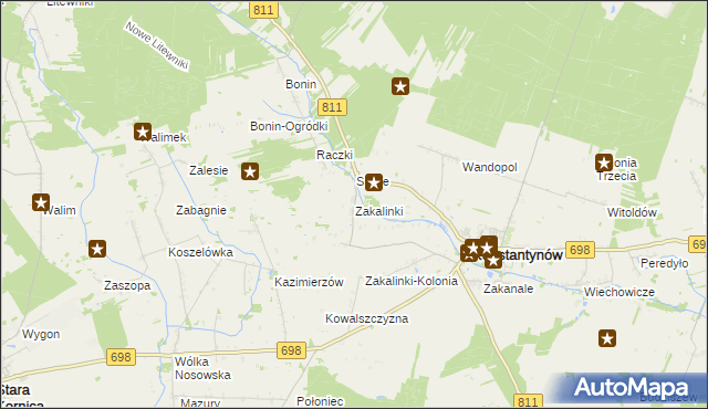 mapa Zakalinki, Zakalinki na mapie Targeo