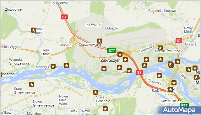 mapa Zakroczym, Zakroczym na mapie Targeo