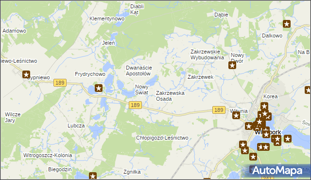 mapa Zakrzewska Osada, Zakrzewska Osada na mapie Targeo