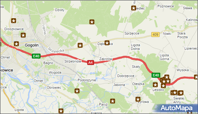 mapa Zakrzów gmina Gogolin, Zakrzów gmina Gogolin na mapie Targeo