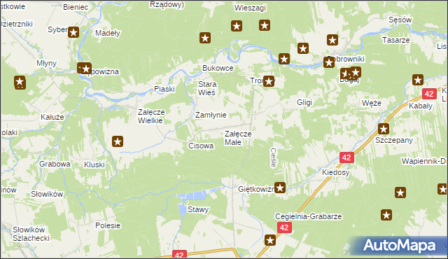 mapa Załęcze Małe, Załęcze Małe na mapie Targeo