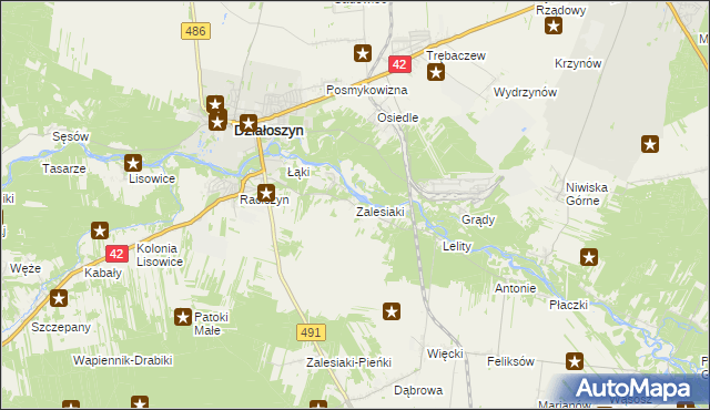 mapa Zalesiaki, Zalesiaki na mapie Targeo