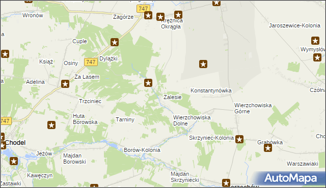 mapa Zalesie gmina Bełżyce, Zalesie gmina Bełżyce na mapie Targeo