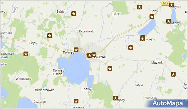 mapa Zalewo powiat iławski, Zalewo powiat iławski na mapie Targeo