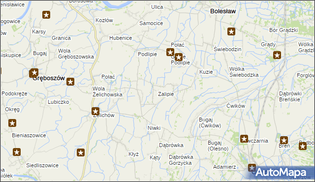 mapa Zalipie gmina Olesno, Zalipie gmina Olesno na mapie Targeo