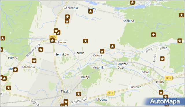 mapa Załuże gmina Lubaczów, Załuże gmina Lubaczów na mapie Targeo