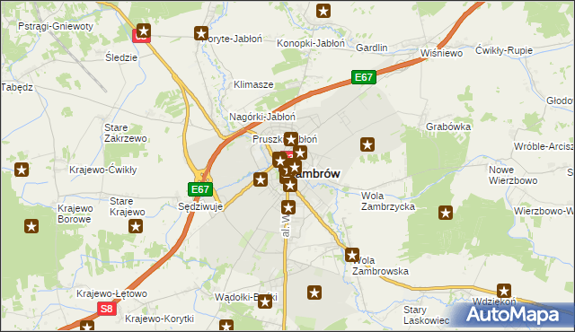 mapa Zambrów, Zambrów na mapie Targeo