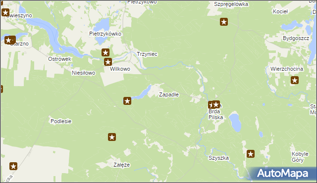 mapa Zapadłe gmina Koczała, Zapadłe gmina Koczała na mapie Targeo