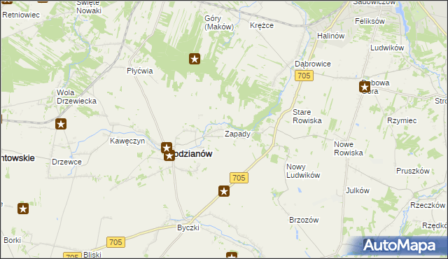 mapa Zapady gmina Godzianów, Zapady gmina Godzianów na mapie Targeo