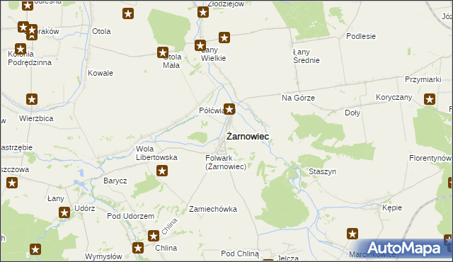 mapa Żarnowiec powiat zawierciański, Żarnowiec powiat zawierciański na mapie Targeo