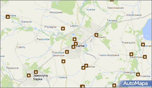 mapa Żarów powiat świdnicki, Żarów powiat świdnicki na mapie Targeo
