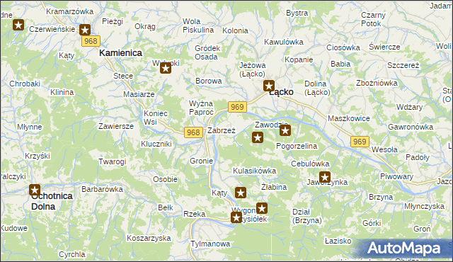 mapa Zarzecze gmina Łącko, Zarzecze gmina Łącko na mapie Targeo