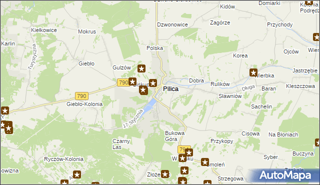 mapa Zarzecze gmina Pilica, Zarzecze gmina Pilica na mapie Targeo