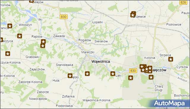 mapa Zarzeka gmina Wąwolnica, Zarzeka gmina Wąwolnica na mapie Targeo