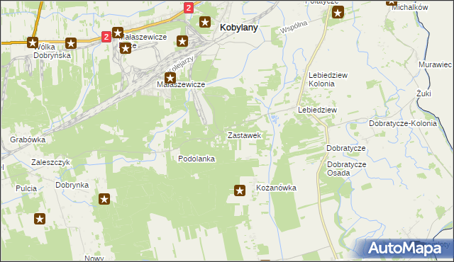 mapa Zastawek, Zastawek na mapie Targeo