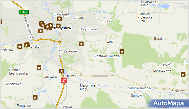 mapa Zastawie-Kolonia, Zastawie-Kolonia na mapie Targeo