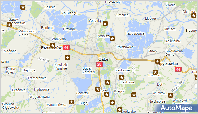 mapa Zator powiat oświęcimski, Zator powiat oświęcimski na mapie Targeo
